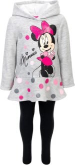 Disney Minnie Mouse Fleece Pullover Crossover Hoodie and Leggings Outfit Set Infant to Big Kid Sizes (12 Months - 14-16) - Image 4