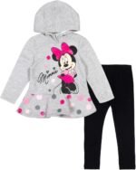 Disney Minnie Mouse Fleece Pullover Crossover Hoodie and Leggings Outfit Set Infant to Big Kid Sizes (12 Months - 14-16) - Image 8