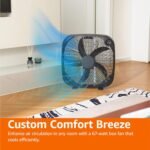 Amazon Basics 3 Speed Box Fan, Indoor Electric Fan for Home Cooling, 5 Blades, Lightweight Design, 67 Watts, 20-Inch, Black, 6.8"D x 20.86"W x 21.33"H - Image 5