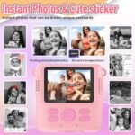 Instant Print Camera for Kids, Christmas Birthday Gifts Girls Boys Age 3-12, HD Digital Video Cameras Toddler, Portable Toy 3 4 5 6 7 8 9 10 Year Old Girl with 32GB SD Card-Pink - Image 4