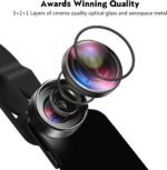 KEYWING Phone Camera Lens 3 in 1 Phone Lens Kit, 198 Fisheye Lens + 120 Super Wide-Angle Lens + 20x Macro Lens for iPhone Samsung Android Smartphone Black 3in1 - Image 3