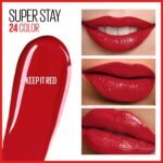 Maybelline Super Stay 24, 2-Step Liquid Lipstick Makeup, Long Lasting Highly Pigmented Color with Moisturizing Balm, Keep It Red, Red, 1 Count - Image 4