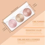 Pink Pearl Golden Champagne Bronze Rose Shimmer Glitter Highlighter Highlight Makeup Contour Powder,Glitter Face Illuminator Highlighter, Illuminator Make Up (Sunset Radiance Trio) - Image 6