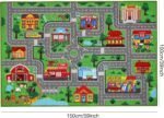 Kids Carpet Playmat Rug 59"x39.4", Car Rug for Kids Cars, Non-Slip Town City Road Map Kids Rugs for Playroom Bedroom Boys, Kids Cars Play Mat Track Road Rugs for Kid(59X39.4Inch,Green) - Image 3
