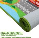Kids Carpet Playmat Rug 59"x39.4", Car Rug for Kids Cars, Non-Slip Town City Road Map Kids Rugs for Playroom Bedroom Boys, Kids Cars Play Mat Track Road Rugs for Kid(59X39.4Inch,Green) - Image 5