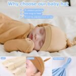 BEoffer 8 Pack Baby Newborn Hats Set Top-Knot Beanie Soft Stretchable Hats Adjustable Caps for Infant Girls Boys 0-6 Months - Image 6