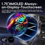 Military Tactical Smart Watch for Men,1.75" Large Crystal Clear HD AMOLED Touchscreen Smartwatches for Android iOS,Fitness Tracker with 110+Sport Modes/Heart Rate/Sleep Monitor (Silver) - Image 3