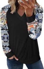 Angerella Womens Long Sleeve Shirts Casual V Neck Sweatshirts Loose Fit Lightweight Pullover Tops - Image 3