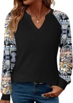 Angerella Womens Long Sleeve Shirts Casual V Neck Sweatshirts Loose Fit Lightweight Pullover Tops - Image 4
