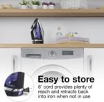 Hamilton Beach Steam Iron for Clothes & Garment Steamer with Smooth Press Stainless Steel Soleplate, 1200 Watts, 8’ Retractable Cord, Black (14214) - Image 4