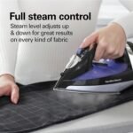 Hamilton Beach Steam Iron for Clothes & Garment Steamer with Smooth Press Stainless Steel Soleplate, 1200 Watts, 8’ Retractable Cord, Black (14214) - Image 7