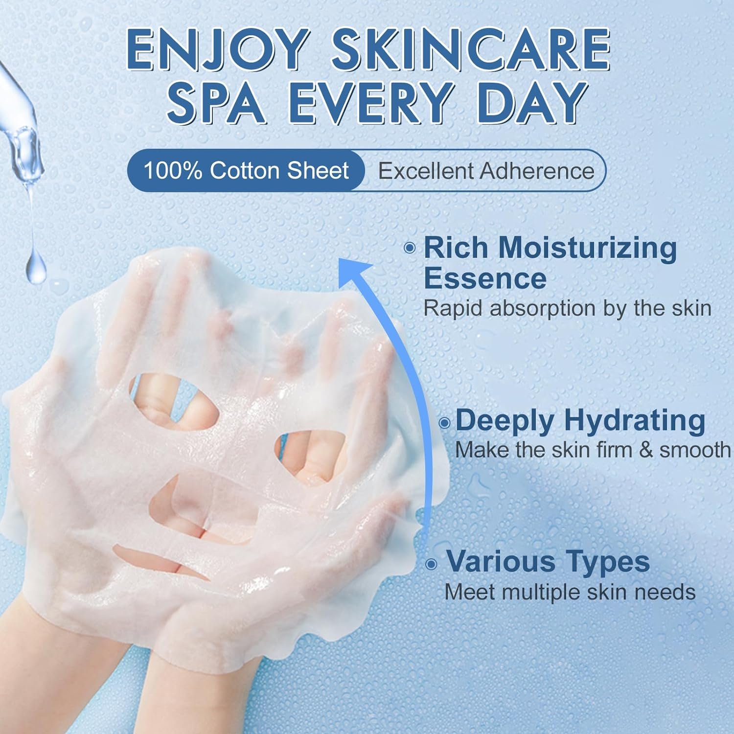 28 Pack Sheet Face Masks Skincare, Hydrating Face Masks Suitable for Sensitive Skin, Bulk Facial Mask Gifts Set for Women Skin Care, Home Skincare Spa for All Skin Types - Image 3