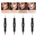 MAEPEOR 2-in-1 Contour Highlighter Stick Non-greasy and Non-drying Contour Pen Long Lasting Waterproof Face Brighten Contouring Makeup Pen (01 Nude & Warm Amber) - Image 4