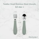 WeeSprout Toddler Utensils, 3 Forks & 3 Spoons, 18/8 Stainless Steel & Food Grade Silicone, Thick Easy-Grip Handles, Perfect Length For New Self Feeders, Gentle On Gums & Teeth, Dishwasher Safe - Image 3