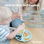 WeeSprout Toddler Utensils, 3 Forks & 3 Spoons, 18/8 Stainless Steel & Food Grade Silicone, Thick Easy-Grip Handles, Perfect Length For New Self Feeders, Gentle On Gums & Teeth, Dishwasher Safe - Image 5