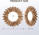 Honiway Wall Mirror Decorative 12 inch Rustic Wood Mirror Sunburst Boho Mirror for Entryway Bedroom Living Room Bathroom House Warming Gifts New Home Essential Carbonized Black - Image 6