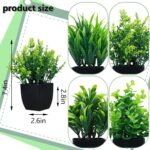 GREENTIME 4 Pack Fake Plants in Black Pot Mini Artificial Eucalyptus Potted Plant Small Faux Grass Greenery Potted for Indoor Home Office Farmhouse Bathroom Table Decoration - Image 3