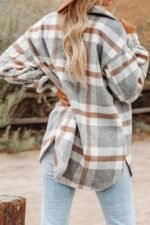 Beaully Women's Flannel Plaid Shacket 2025 Fall Outfits Long Sleeve Button Down Shirts Jacket Coats with Side Pockets - Image 3