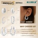 6 Pairs 14K Gold Plated Hoop Earrings for Women Lightweight Chunky Hoop Earrings Multipack Hypoallergenic, Thick Open Twisted Huggie Hoops Earring Set Jewelry for Gifts. - Image 4