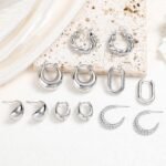 6 Pairs 14K Gold Plated Hoop Earrings for Women Lightweight Chunky Hoop Earrings Multipack Hypoallergenic, Thick Open Twisted Huggie Hoops Earring Set Jewelry for Gifts. - Image 5