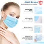 HDFK Face Mask Disposable Adults 3Ply Non-Woven with Nose Clip Ear Loop Blue 50Pack - Image 6