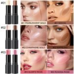 6 Colors Cream Contour Stick Makeup Kit, Shades with Highlighter, Blush and Double-End Bronzer Contour Stick for Sculpt the Cheeks, Long Lasting, Waterproof, Matte & Dewy Finish(SET A) - Image 3