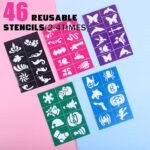 BOBISUKA Face Painting Kit for Kids - 16 Colors Water Based Body Face Paint Includes Brushes,Sponges,Glitters,Gem Sheet,Instructions,Stencils for Halloween Party Costume SFX Makeup - Image 7