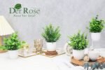 Der Rose Faux Plants Indoor, 4 Pack Small Fake Plants Mini Artificial Plants in Pots for Home Office Shelf Farmhouse Bathroom Decor - Image 4