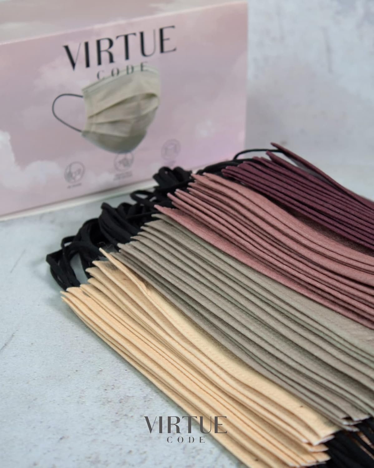 VIRTUE CODE Support Face Masks - Soft 3 Ply Comfort Face Masks, Colorful Disposable Face Mask 50 Pack. Earth Tones Colored Masks. Adults Mens and Womens Disposable Face Masks - Image 4
