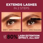 L'Oreal Paris Makeup Double Extend Tubing Mascara, Lengthening 2 Step Mascara, Smudgeproof, Black, Pack of 2 - Image 4