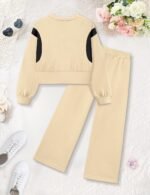 Shallmu Girls Clothes Long Sleeve Stripe Pullover Sweatshirts Top Wide Leg Sweatpants Fall Winter 2 Piece Outfits Sets - Image 6