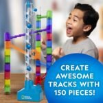 National Geographic Marble Run with Motorized Elevator - 150-Piece Marble Maze Kit with Motorized Spiral Lift, 30 Marbles, Storage Bag & More, Perpetual Motion Machine, Kids Physics Toys - Image 5