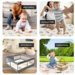 Baby Play Mat, 50 x 50 Inch Play Mat Perfect for Use Baby Playpen, Foldable Baby Foam Playmat for Floor, Portable Waterproof Activity PlayMats for Babies, Infants and Toddlers - Image 3