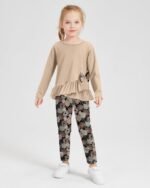 Toddler Girl Clothes 18M-8T Girls Fall Winter Outfit, Long Sleeve Ruffle Bowknot Top + Floral Pants 2Pcs Clothing Set - Image 3