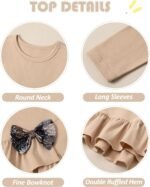 Toddler Girl Clothes 18M-8T Girls Fall Winter Outfit, Long Sleeve Ruffle Bowknot Top + Floral Pants 2Pcs Clothing Set - Image 4