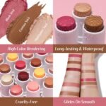 KIMUSE Face Sticks Trio, Cream Blush Stick & Highlighter Stick & Contour Stick for Sculpt the Cheeks, Long Lasting Cream Contour Stick Trio for Face Makeup, with Brush - Image 5