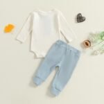 fhutpw Baby Boy Clothes 3 6 12 18 Months Ribbed Knitted Long Sleeve Romper and Pants Sets Newborn Fall Splicing Color Outfits - Image 4