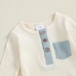 fhutpw Baby Boy Clothes 3 6 12 18 Months Ribbed Knitted Long Sleeve Romper and Pants Sets Newborn Fall Splicing Color Outfits - Image 5