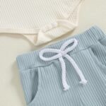 fhutpw Baby Boy Clothes 3 6 12 18 Months Ribbed Knitted Long Sleeve Romper and Pants Sets Newborn Fall Splicing Color Outfits - Image 7