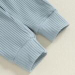 fhutpw Baby Boy Clothes 3 6 12 18 Months Ribbed Knitted Long Sleeve Romper and Pants Sets Newborn Fall Splicing Color Outfits - Image 8