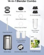 Ganiza Blender for Smoothies, 14Pcs Personal Blender for Shake and Smoothies for Kitchen with 3 Portable Cups (1x24oz & 2X17oz), Single Serve Smoothie Maker, Nutritious Recipe - Image 8