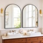 Sweetcrispy Arched Bathroom Mirror 30x20.5 Inch Black Metal Framed Arch Vanity Mirror for Wall, Over Sink, Farmhouse, Restroom, Anti-Rust, Modern Decorative, Hanging or Leaning - Image 3