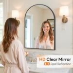 Sweetcrispy Arched Bathroom Mirror 30x20.5 Inch Black Metal Framed Arch Vanity Mirror for Wall, Over Sink, Farmhouse, Restroom, Anti-Rust, Modern Decorative, Hanging or Leaning - Image 5