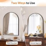 Sweetcrispy Arched Bathroom Mirror 30x20.5 Inch Black Metal Framed Arch Vanity Mirror for Wall, Over Sink, Farmhouse, Restroom, Anti-Rust, Modern Decorative, Hanging or Leaning - Image 7