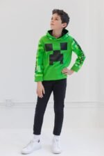 Minecraft Creeper Fleece Pullover Hoodie and Pants Outfit Set Little Kid to Big Kid - Image 3
