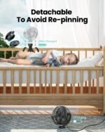 Gaiatop Mini Portable Stroller Fan, Battery Operated Small Clip on, Detachable 3 Speed Rechargeable, 360° Rotate Flexible Tripod Better Cooling for Car Seat Crib Treadmill Travel Black - Image 5