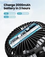 Gaiatop Mini Portable Stroller Fan, Battery Operated Small Clip on, Detachable 3 Speed Rechargeable, 360° Rotate Flexible Tripod Better Cooling for Car Seat Crib Treadmill Travel Black - Image 6