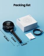 Gaiatop Mini Portable Stroller Fan, Battery Operated Small Clip on, Detachable 3 Speed Rechargeable, 360° Rotate Flexible Tripod Better Cooling for Car Seat Crib Treadmill Travel Black - Image 8