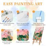 Ninonly 4 Pack Paint by Numbers Kit for Adults Framed Canvas, Sunset Paint by Number Arts for Beginners with Wooden Easel, Brushes, Acrylic Set, 9 * 12 Inch - Image 4