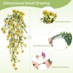 Artificial Hanging Flowers for Outdoors Faux Plants for Spring Summer Decoration,6 Bundles UV Resistant Realistic Silk Flowers Indoor Outside Garden Porch Patio Balcony Yard Farmhouse - Image 3